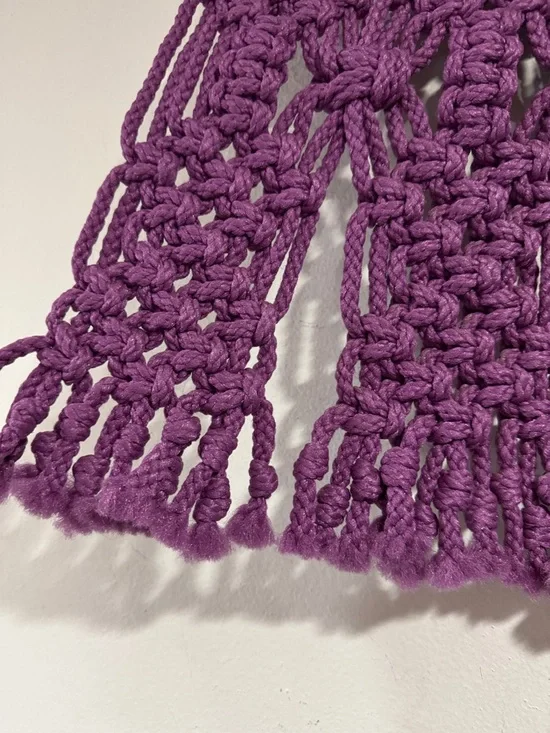 Purple Macrame Wall Hanging wall decor boho bohemian hippie vintage - Picture 2 of 2